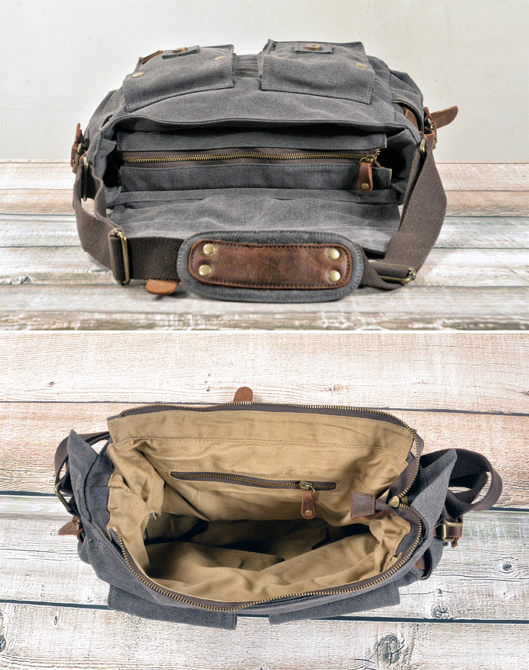 Canvas and Leather Rugged Messenger Bag - More than a backpack