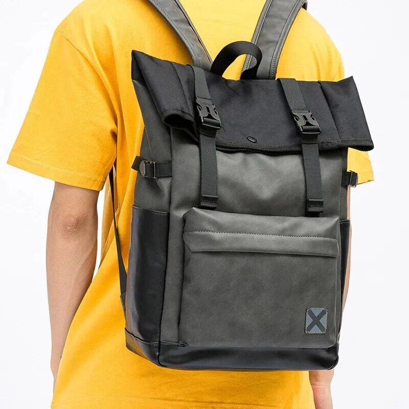 Faux Leather Waterproof Roll-top Backpack - More than a backpack