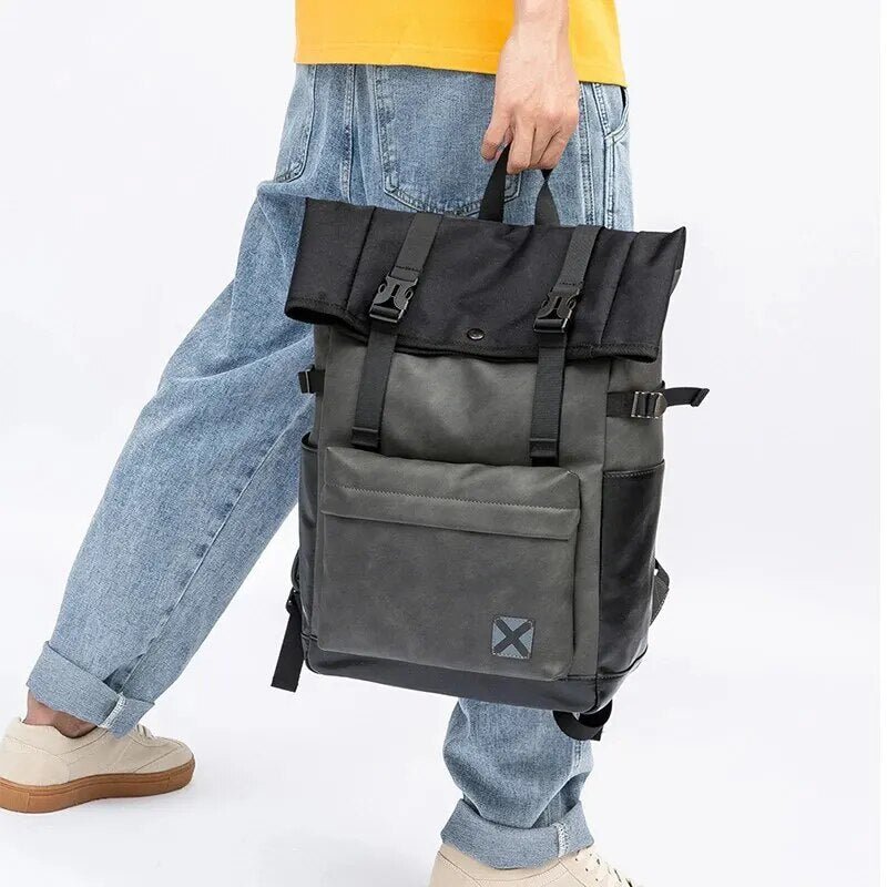 Faux Leather Waterproof Roll-top Backpack - More than a backpack