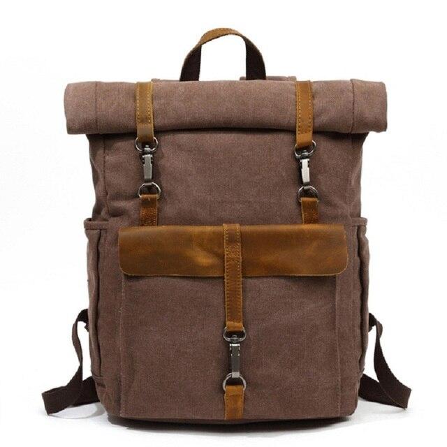 Canvas and Leather Roll-Top Vintage Backpack - More than a backpack