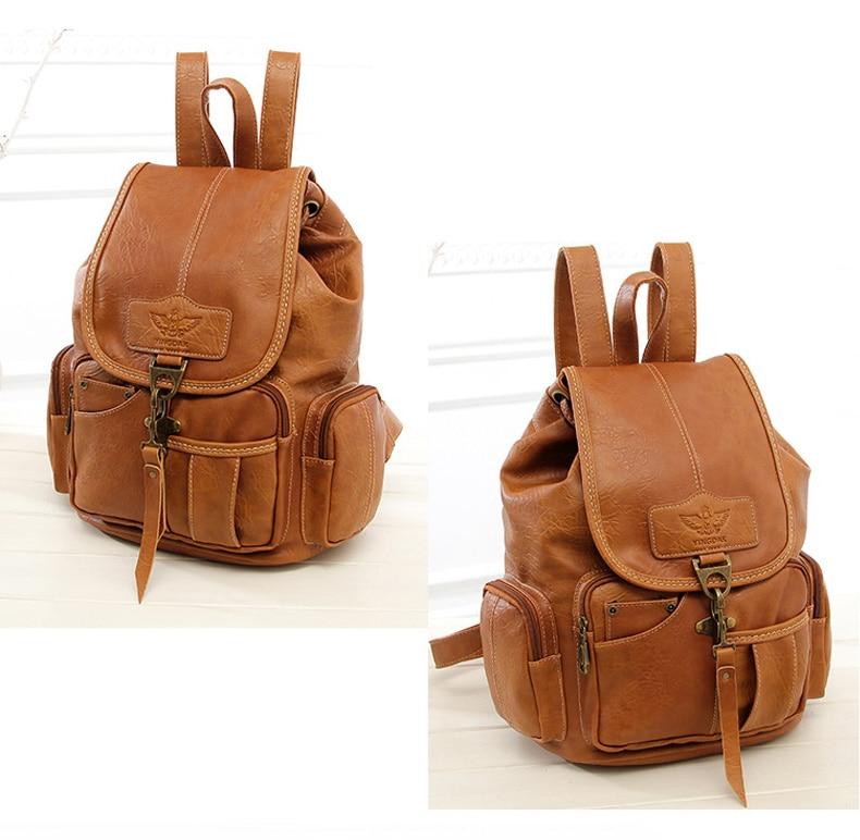 Vintage Faux Leather Drawstring Backpack - More than a backpack